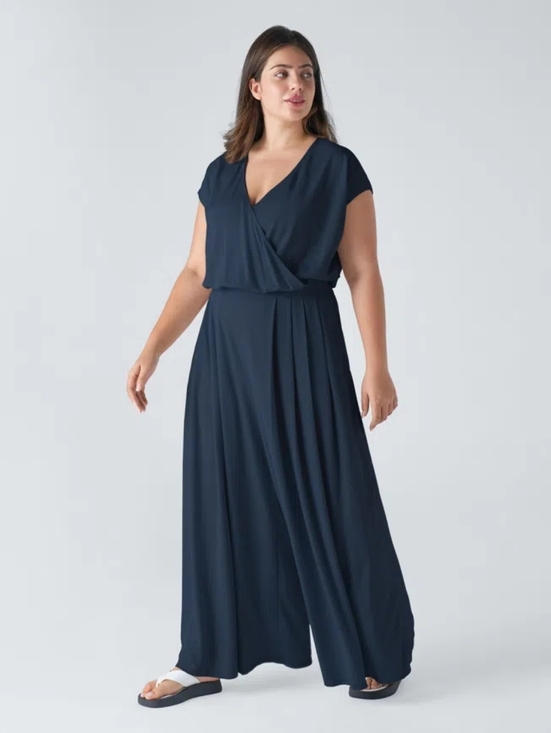 HALARA Pants - Halara V Neck Short Sleeve Wide Leg Flowy Waffle Knit Jumpsuit With Pockets XL